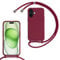 MBSLFY Lanyard Case for iPhone 16, Liquid Silicone Protective Phone Case with Strap Adjustable Neck Cord Necklace Soft Cover for iPhone 16, Red