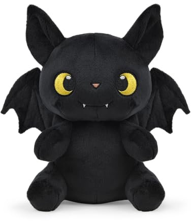 WP Merchandise - Goth Bat Betty Plüschtier 23 cm | Weiches Plüschtier für Kinder & Erwachsene | Niedliches Vampirfledermaus Plüschtier | Schwarz | Halloween | Handgemacht