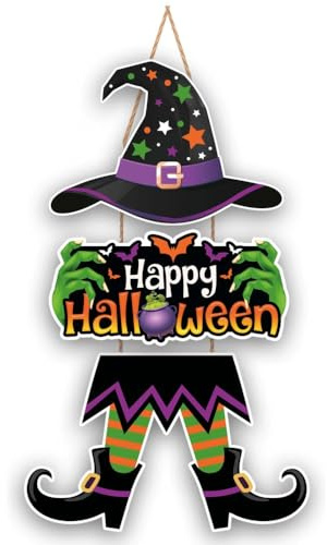 FIESTAS GUIRCA | Letrero de Bruja en 3 Partes para Pared, Puerta, Ventana (55 cm) - Decoración de Halloween y Fiestas de Terror - Ideal para Celebraciones y Eventos - Multicolor