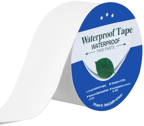 QWORK® Butyl Tape, Blanc 5 cm x 5 m Ruban Étanche Autocollante pour Fuites, Ruban d'étanchéité pour Toits, Tuyaux