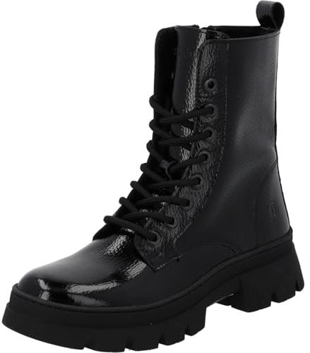 Palado Stiefeletten Damen Lambug – elegante Boots Made in Portugal - leicht gefütterte Stiefel - modische Schnürboots Schwarz Lack UK7 - EU40
