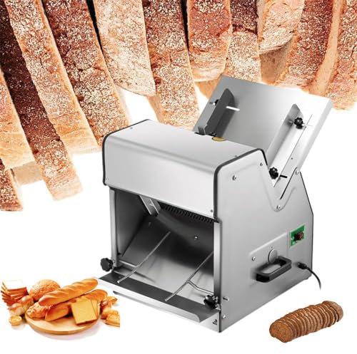 ZXNANA 31 Slices/12Mm Thick Commercial Toast Bread Slicer + 11-39Cm Bread Baffle Adjustment, 370W Electric Bread Cutting Machine