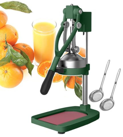 forplubossmmp Exprimidor De Cítricos Profesional Y Triturador De Frutas para Uso Comercial, Extractor De Jugo De Naranja Manual, Material De Acero Inoxidable Fácil De Limpiar (con 2 Coladores),Green
