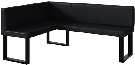 MEBLINI Eckbank für Esszimmer - Küchenbank - Essecke - Sitzecke Küche - Peter - U-Beine 128x168x87cm Links - Schwarz Kunstleder