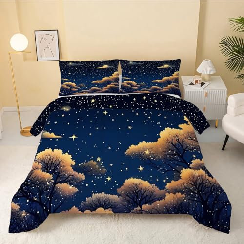 Bettdecke 155x220 Blau, Sternenhimmel Bettdecke Ohne Bezug 4 Jahreszeiten Bettdecke 155x220 Wende-Steppdecke, Warm Weiche Winter Bettdecke Waschbar Steppdecke 155x220cm, astronomisch