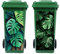 Peacoblue Wheelie Bin Stickers 2 Sheets Monstera Leaves Sticky Dustbin Stickers, 38x82cm Waterproof Self Adhesive Large Decal for Bins, Driveway, Garden, Outdoor, Indoor Decoration