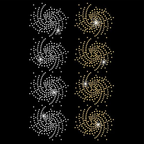 SUPERDANT 8 Stück Spiralmuster Strass Hotfix Bügelbilder | Strass Zum Aufbügeln, DIY Transfer, Glitzer, Dekoration für T-Shirts Taschen Kissen Jacken