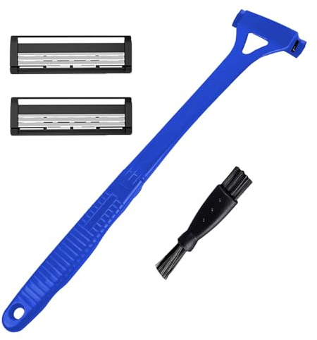 Rückenhaarrasierer für Männer, wasserdichter persönlicher Fellpflege-Haarschneider, ergonomischer Langgriff-Trimmer mit Silikongriff, 2-in-1-Multifunktions-Massage-Pflegewerkzeug, Haar-Trimmen