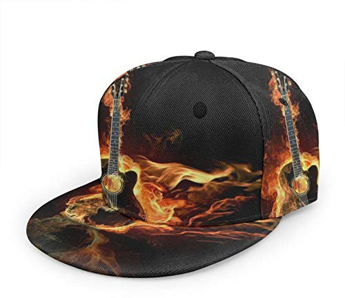 Music Fire Guitar Unisex Baseballkappe Herren Damen Verstellbare Trucker-Mütze Mode Hip-Hop-Baseballkappe