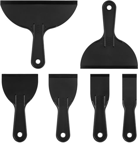 LIQWEI 6-Piece Plastic Spatula Set, 6 Sizes, Reusable Spatula, Spatula, Scraper, Putty Knife, Tool Surface Spatula for 3D Printer, Resin Removal, Spackling, Patching (Black)