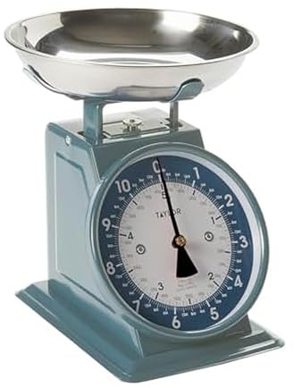 Taylor Mechanical Kitchen Weighing Food Scale with Bowl, Weighs up to 11lbs, Measures in Grams and Ounces, Food Scales for Kitchen, Storm Blue