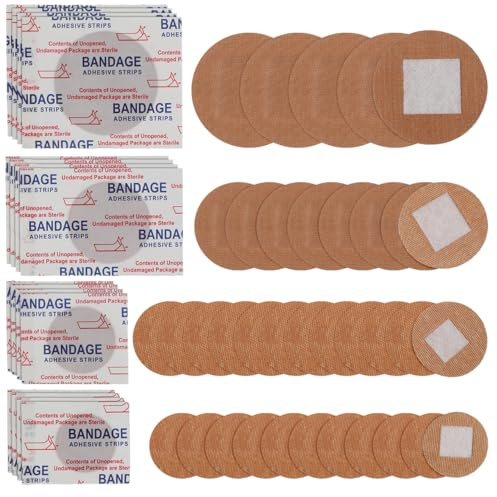 Small Round Spot Plaster, 100pcs Small Round Plasters Fabric Spot Breathable Dressings Adhesive with Non Stick Pad on Face and Nose Hides Skin Ideal for Tiny Incisions (22 + 25 +30 +38 MM)