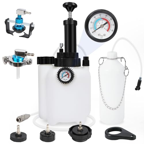 BELEY Brake Bleeder Kit - 3L Brake Fluid Bleeder with Manual Vacuum Pump & 1L Bottle, 5 Master Cylinder Adapters, Compatible with All Vehicles