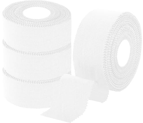 MOTIBACK Sporttape - Profi Sport Tape (Länge: 13,7M) Reißbarer Unelastischer Tapeverband für Handgelenk Finger & Gelenke - Hautfreundliches (2.5 cm breit-4pcs-Weiß)