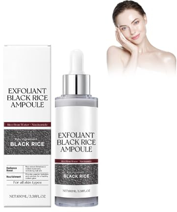 Black Rice Reis Peeling Ampulle Schwarz – Sanftes 100 Ml Peeling Gel Für Gesicht & Körper, Natürliches Gesicht Reinigung mit Reis Peelings, bekämpft Mitesser & Unreinheiten, für ein glattes