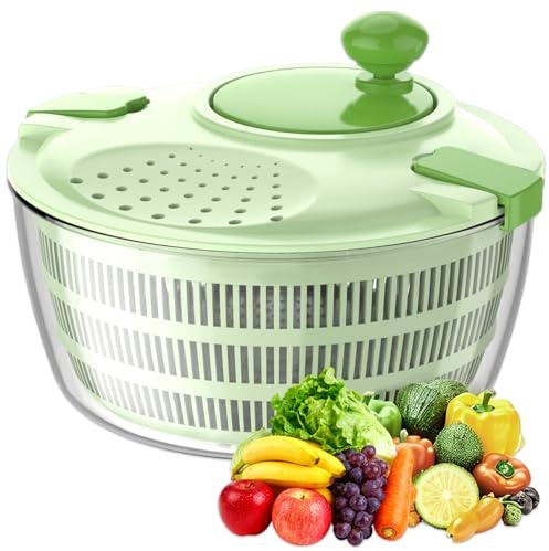 Tbintul Salatschleuder mit Deckel, Kunststoff, BPA-frei, Salad Spinner, Salatschleudern, für Obst- und Gemüsereinigung, 4 Liter, ø 24,5 cm