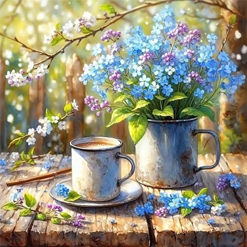 Puzzle 1000 pièces Mug Vintage à Fleurs Sauvages,Puzzles pour Adultes Jeux d'activités Familiales,Puzzle à Faire Soi-même pour Décoration Murale de la Maison
