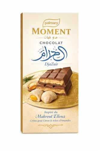 Palmary Moment Djazaïr – Tablette Chocolat Inspirée du Makrout Ellouz 150g – Crème Citron & Éclats d’Amandes – Chocolat Gourmand Saveur Orientale