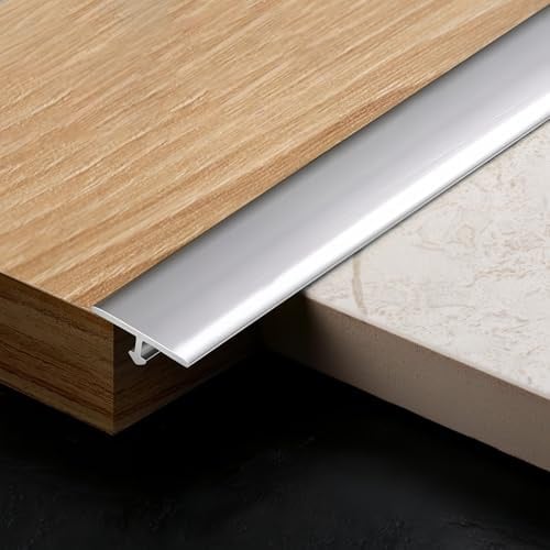 Coayuou Profile T Aluminium Profile en T Baguette Carrelage 120cm* 2 Pièces Joint Seuil De Porte Finition Parfaite Et Résistance Maximale pour Tous Vos Projets De Carrelage(Silver,6mm)