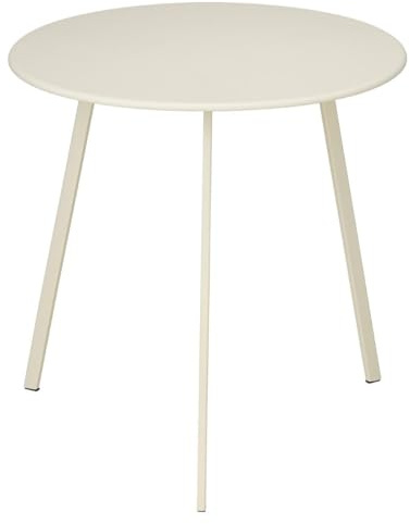 MICA Decorations Seattle Beistelltisch für Außenbereich - Runder Couchtisch - Pflanzentisch und Kaffeetisch - H45 x Ø38 cm - Metall - Cremefarben