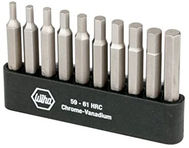WIHA 74986 Hex Inch and Metric Power Bit Set with Holder, 10-Piece