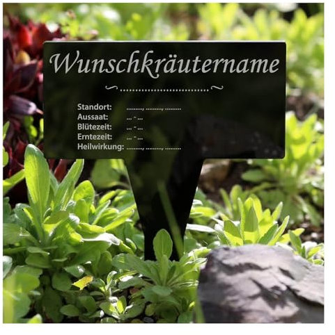 Bütic GmbH Plexiglas® Kräuter Pflanztafel Eckig schwarz - Gartenstecker Kräuterschilder, informativ, wetterfest und elegant, Kräutertafel - Auswahl:Petersilie