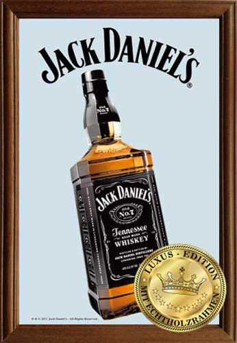 empireposter Jack Daniels Flasche 2 - Spiegel mit Echtholzrahmen - 22x32x1,2 cm