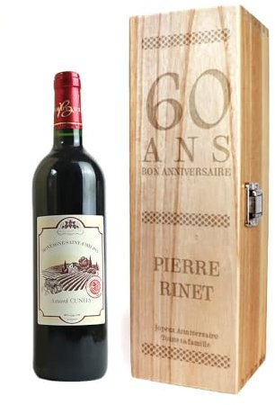 CADEAUX.COM - Caisse à Vin Bois Vintage Gravée Prénom, Âge, Message - Boite Cadeau Vin Originale - Idée Cadeau Personnalisé - Idée Cadeau Maman - Cadeau Fête des Mères - Cadeau Femme - Cadeau Noel