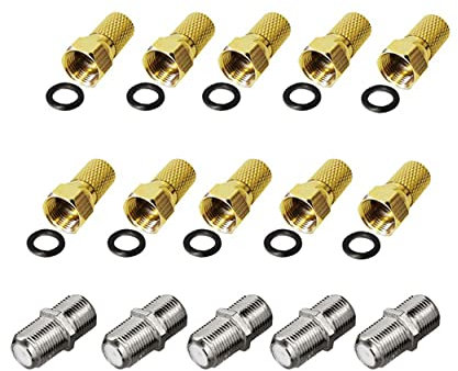 PremiumX, set di 10 connettori F da 4 mm, per antenna, cavo coassiale, satellitare