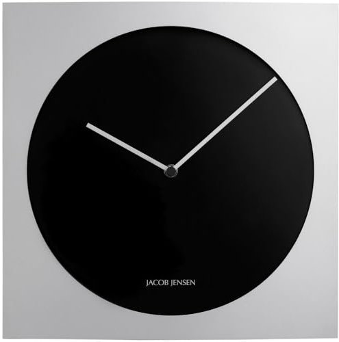 Jacob Jensen - Wanduhr, Uhr - Farbe: Silber/Schwarz - Aluminium - 35 x 35 cm - zeitloses dänisches Design
