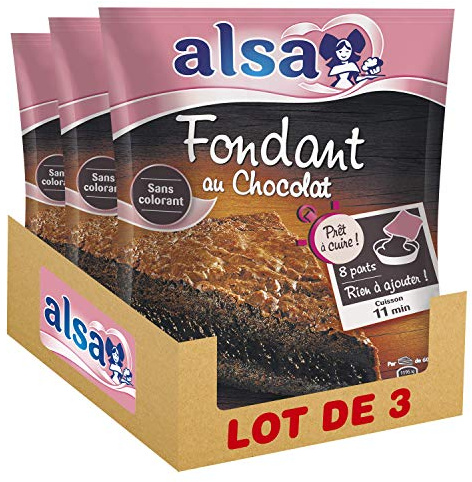 Alsa Préparation à Cuire Gâteau Fondant Chocolat 500g - Lot de 3