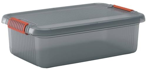 Kis 8561000 0720 01 Aufbewahrungsbox K Latch Box, 28 L, Plastik, rauchgrau/orange, 59 x 39 x 18 cm