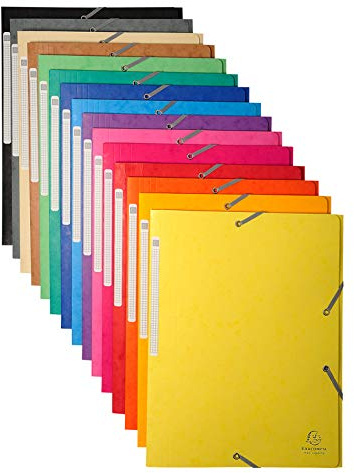 Exacompta 17100H 1 Mappe mit Gummizug Maxi capacity 3-Klappen-Hüllen aus Glanzkartei Maße 24 x 32 cm für Dokumente im Format A4 13 Zufallsfarben