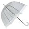 Strong Durable plastic DOME SEE THRU WEDDING UMBRELLA CLEAR WITH WHITE TRIM & HANDLE & DEEPEST DOME FOR PROTECTION
