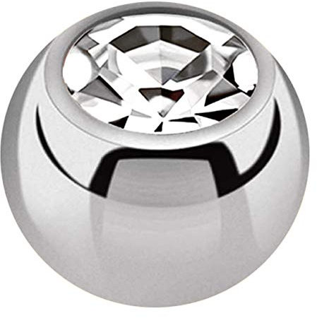 Modern Nature Piercing-Schmuck Titan Verschluss Kugel in 1,2 x 2,5 mm, gefaßter Zirkonia in klar