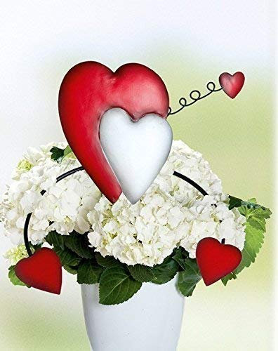 GILDE Blumenfreund Doppelherz rot, Weiss, Gartenstecker Herz für Blumentöpfe Liebe/Valentinstag/Hochzeit/Geburt/Muttertag