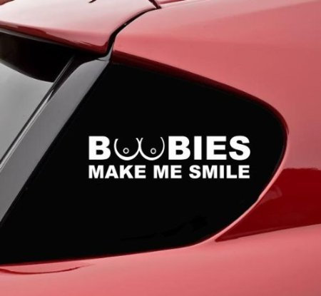 Ritrama Indigos UG Auto Aufkleber Boobies Make me Smile Funny Joke Sticker 203mmx59mm