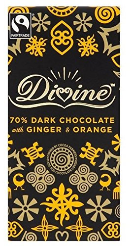 Divine Chocolat Noir 70% Avec Du Gingembre Et Orange, 100G