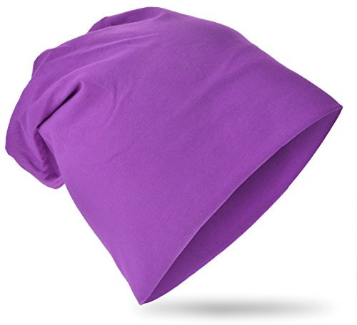 Miobo Kinder Slouch Beanie Mütze,Baumwolle,Unifarbe Orchidee-L
