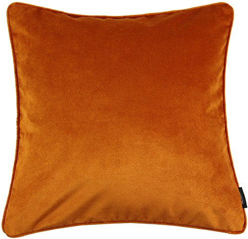 McAlister Textiles Matter Samt | Kissenbezug für Sofakissen in Orange | 50 x 50cm | erhältlich in 25 Farben | griffester Samt edel paspeliert | Kissenhülle für Samtkissen
