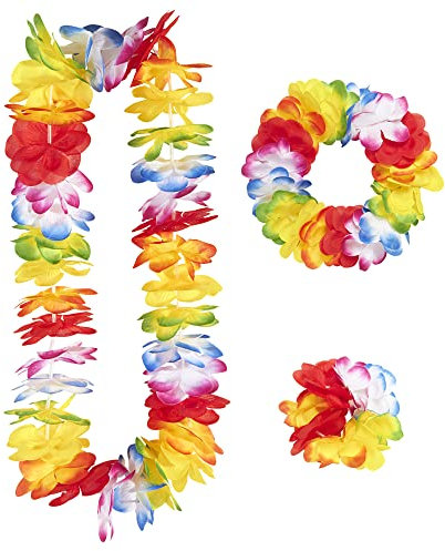 W WIDMANN MILANO Party Fashion 9132X - Hawaii Set Hawaiianer, Halskette, Krone, Armband, Beachparty, Mottoparty, Karneval
