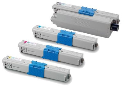4x Original OKI Toner 44973536 für Oki MC 342 DN - BK, Cy, Ma, Ye - Leistung: Black ca. 2200 / Farben ca. 1500 Seiten
