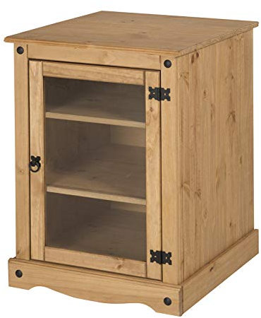 Corona Glass door Hi Fi Cabinet Unit Solid Pine Living Room