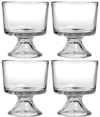 Anchor Hocking Set of 4 Glass Sundae Glasses and Dessert Dishes, Trifle Punch Bowl