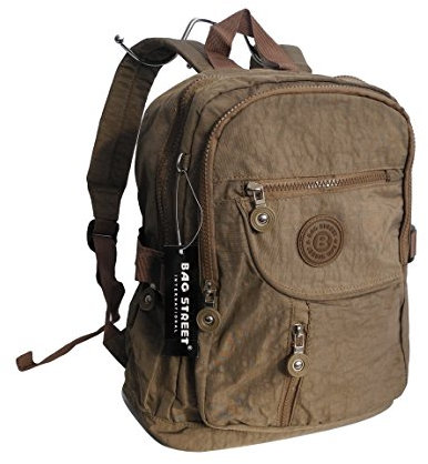 Stoff Rucksack von Bag Street - Fahrradrucksack, Reiserucksack, Wanderrucksack, Sportrucksack, Nylon Rucksack (Braun) - präsentiert von ZMOKA®