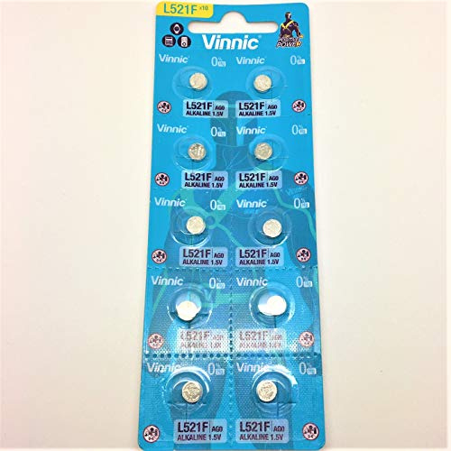 Pack of 10 Vinnic L521F / AG0 1.5V Alkaline