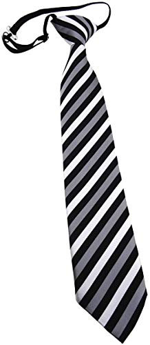 TigerTie Kinderkrawatte in silber grau schwarz gestreift - Krawatte vorgebunden mit Gummizug