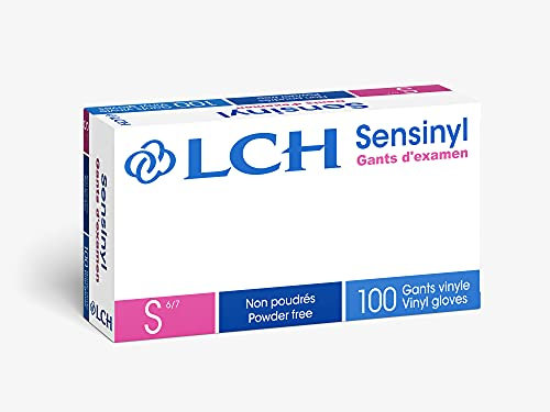 LCH – Gants Ambidextres Sensinyl Free – Sans latex et non poudrés – Très Bonne Tolérance – Faciles à Enfiler – Sensibilité Tactile – Très Résistants - Taille S