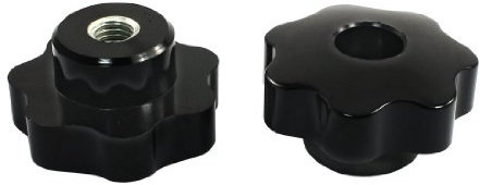 sourcing map 2 Schwarz Kunststoff 50 mm Kopf Durchmesser 7 Arm Sternaufspannung Knöpfe M10