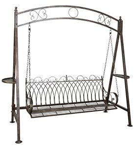Biscottini Dondolo Altalena da Giardino 3 posti 248x100x220 cm - Panchina Divanetto in ferro - Dondolo Giardino per Esterno in ferro battuto anticato - Sedia a dondolo da Giardino Esterno